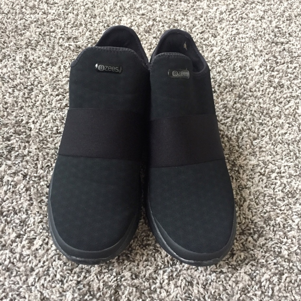 Black Slip on Sneakers by Bzees
